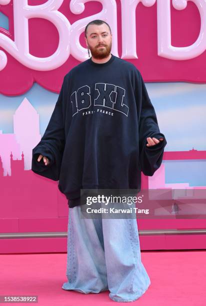 Sam Smith attends the "Barbie" European Premiere at Cineworld Leicester Square on July 12, 2023 in London, England.