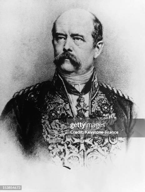 Portrait of Prince Otto Edward Leopold von Bismarck, creator and chancellor of the German Empire, also known as the Iron Chancellor, circa 1870 in...