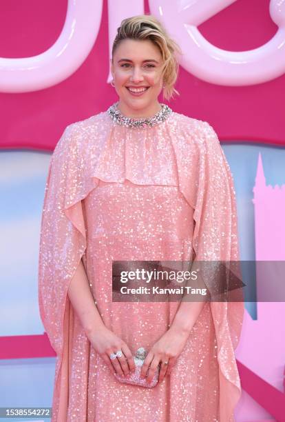 Greta Gerwig attends the "Barbie" European Premiere at Cineworld Leicester Square on July 12, 2023 in London, England.