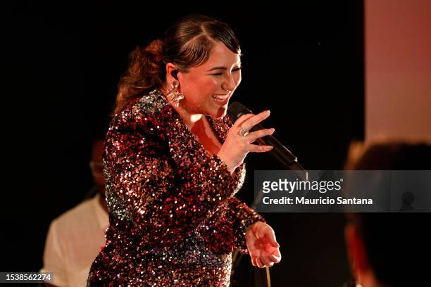 Singer Maria Rita performs during the Latin Recording Academy Best New Artist Showcase Brazil ath the Priceless Mastercard - NOTIÊ Restaurant on July...