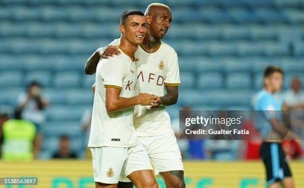 Cristiano Ronaldo of Al Nassr with Anderson Talisca of Al Nassr during the Pre-Season Friendly match between Celta Vigo and Al Nassr at Estadio...