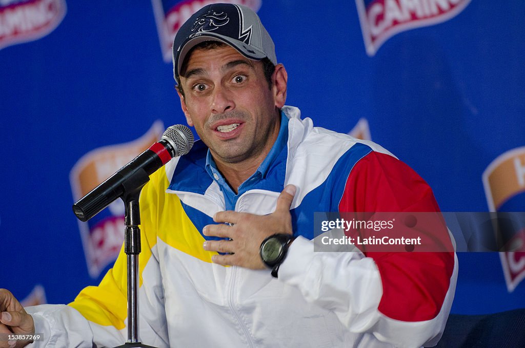 Henrique Capriles Gives a Press Conference after Presidential Elections