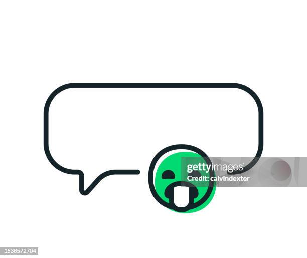 speech bubble with emoticon reaction - nausea stock illustrations