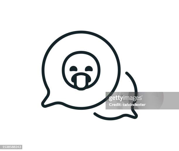 speech bubble with emoticon reaction - nausea stock illustrations
