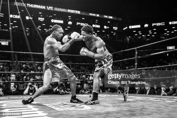 Keith Thurman defeats Shawn Porter ( by Unanimous Decsion in their WBA Welterweight title fight at the Barclays Center on June 25, 2016 in the...