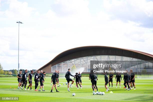 The team of OH Leuven during the OH Leuven Pre-Season Training Camp at the Leicester City training Complex, Seagrave on July 17, 2023 in Leicester,...