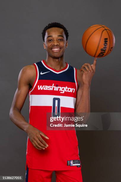 Bilal Coulibaly of the Washington Wizards poses for a portrait during the 2023 NBA rookie photo shoot at UNLV on July 12, 2023 in Las Vegas, Nevada.