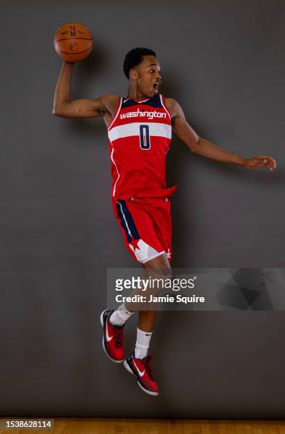 Bilal Coulibaly of the Washington Wizards poses for a portrait during the 2023 NBA rookie photo shoot at UNLV on July 12, 2023 in Las Vegas, Nevada.