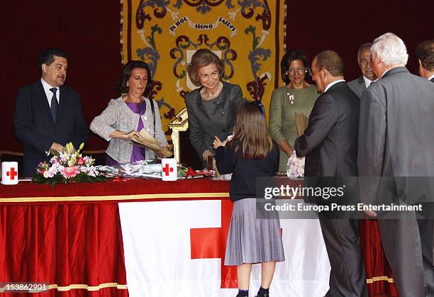 Queen Sofia of Spain attends Red Cross Fundraising Day on October 10, 2012 in Madrid, Spain.