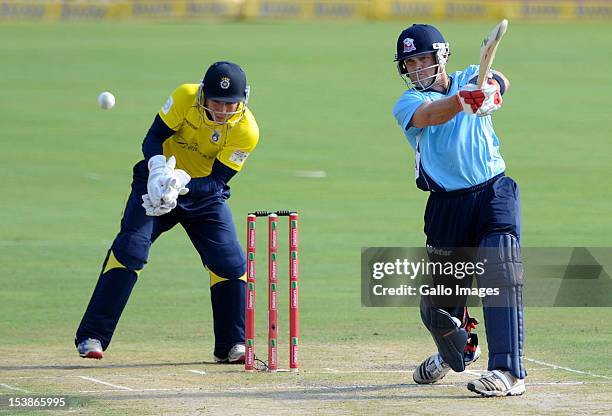 Lou Vincent of Auckland Aces in action during the Karbonn Smart CLT20 Champions League Twenty20 pre-tournament Qualifying Stage match between...