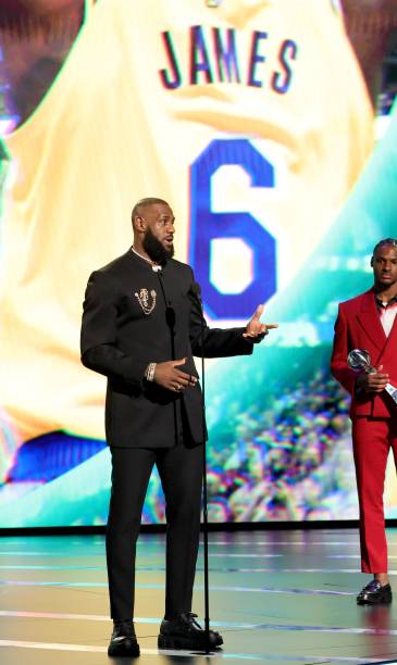 LeBron James, winner of Best Record-Breaking Performance, speaks onstage during The 2023 ESPY Awards at Dolby Theatre on July 12, 2023 in Hollywood,...