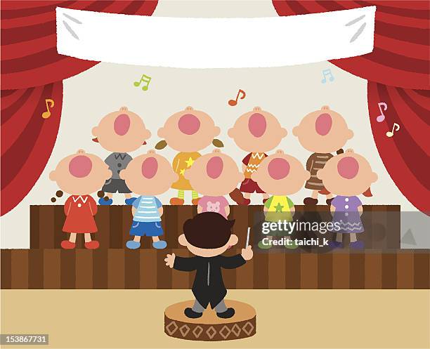 stockillustraties, clipart, cartoons en iconen met exhibition of a song - koor