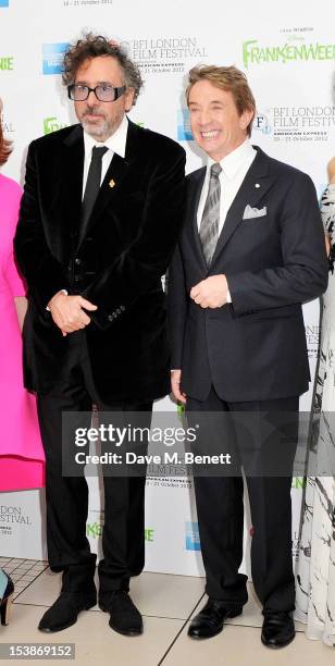 Director Tim Burton and actor Martin Short attend the Premiere of 'Frankenweenie' as the Opening Film of the 56th BFI London Film Festival at Odeon...