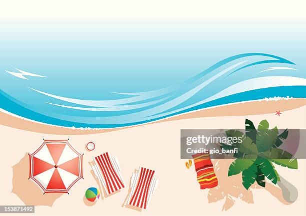 beach - beach umbrella stock illustrations