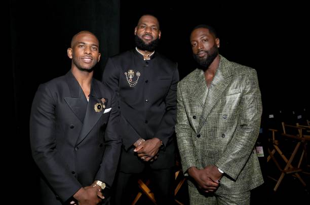 Chris Paul, LeBron James and Dwyane Wade attend The 2023 ESPY Awards at Dolby Theatre on July 12, 2023 in Hollywood, California.