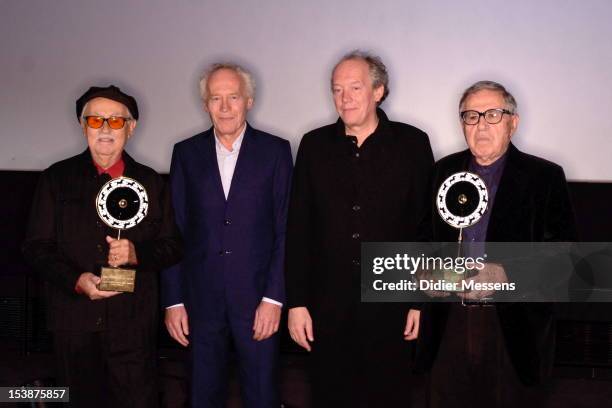 Vittorio Taviani, Jean-Pierre Dardenne, Luc Dardenne and Paolo Taviani pose together at the Ghent film festival where the Brothers Taviani received...