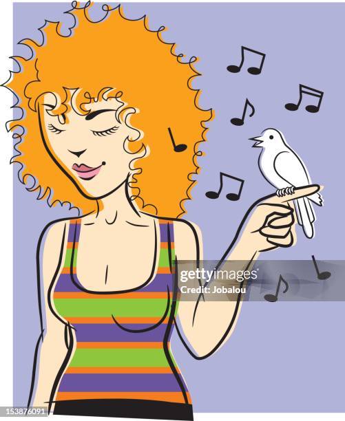 listen - birdsong stock illustrations