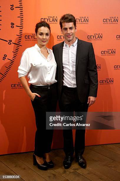 Adriana Dominguez and Spanish actor Eduardo Noriega attend the "Viaje A Ceylan" parfum presentation by Adolfo Dominguez on October 10, 2012 in...