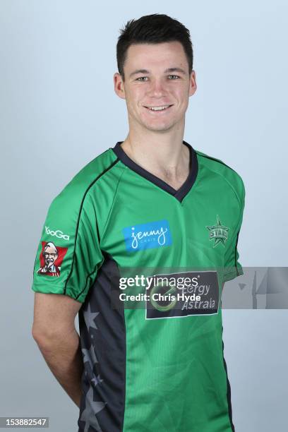Peter Handscomb of the Melbourne Stars poses during the 2012/13 T20 Big Bash League headshots session on September 3, 2012 in Brisbane, Australia.