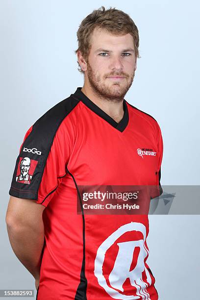 Aaron Finch of the Melbourne Renegades poses during the 2012/13 T20 Big Bash League headshots session on September 3, 2012 in Brisbane, Australia.