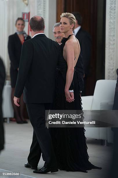 Prince Albert of Monaco and princess Charlene of Monaco attend the 2012 Ballo del Giglio at Palazzo Pitti on October 10, 2012 in Florence, Italy.