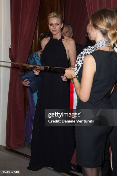 Princess Charlene of Monaco attend the 2012 Ballo del Giglio at Palazzo Pitti on October 10, 2012 in Florence, Italy.