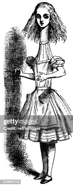 thin, tall alice illustration, (alice's adventures in wonderland) - human height stock illustrations