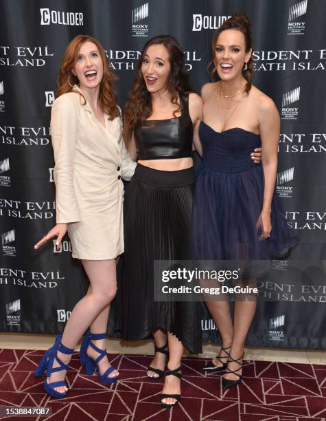 Nicole Tompkins, Stephanie Panisello, and Erin Cahill attend the screening of Sony Pictures Home Entertainment's "Resident Evil: Death Island" at The...