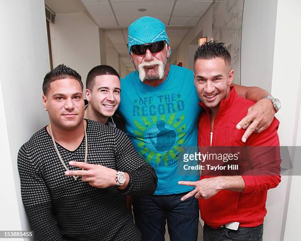 Personalities Ronnie Ortiz-Magro, Vinny Guadagnino, Hulk Hogan, and Mike "The Situation" Sorrentino visit together at SiriusXM Studio on October 10,...