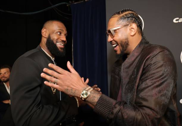 LeBron James and Carmelo Anthony attend The 2023 ESPY Awards at Dolby Theatre on July 12, 2023 in Hollywood, California.