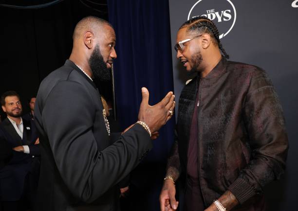 LeBron James and Carmelo Anthony attend The 2023 ESPY Awards at Dolby Theatre on July 12, 2023 in Hollywood, California.