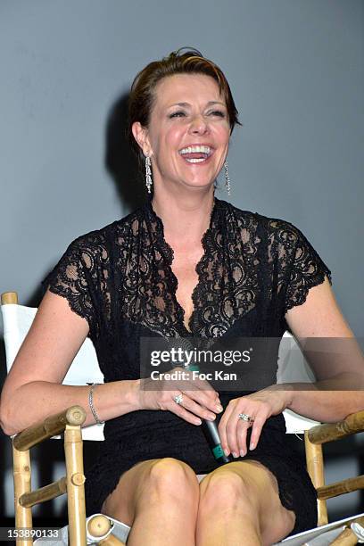 Amanda Tapping attends the Jules Vernes Awards 20th Anniversay Ceremony - 'Tribute To Richard Dean Anderson' at the Grand Rex on October 10, 2012 in...