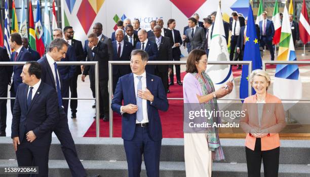 President of European Commission Ursula von der Leyen arrives for the family photos on the first day of a summit of European Union-Community of Latin...