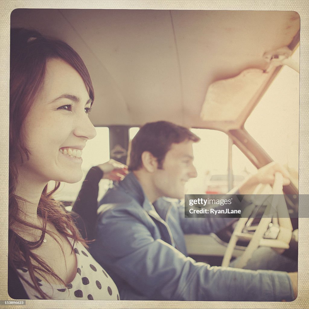 Car Ride Couple Retro Polaroid