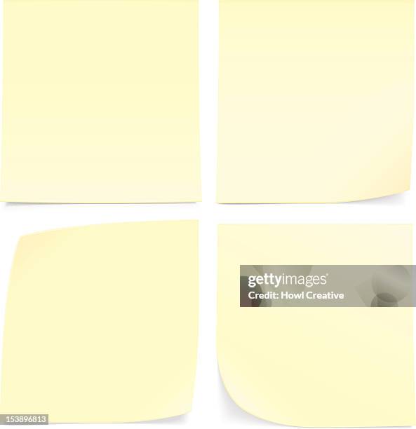 Four Yellow Sticky Notes On A White Wall High-Res Vector Graphic ...