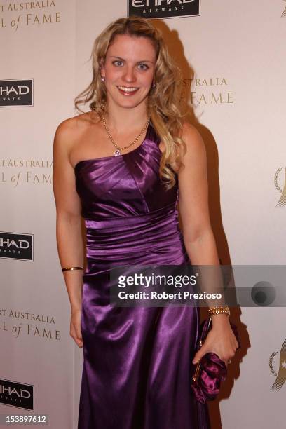 Jacqueline Freney arrives for the Sport Australia Hall of Fame Annual Induction ceremony at Crown Palladium on October 11, 2012 in Melbourne,...