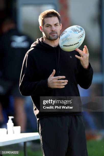 Former All Black captain RIchie McCaw looks on during an All Black training session at Mt Smart on July 13, 2023 in Auckland, New Zealand.