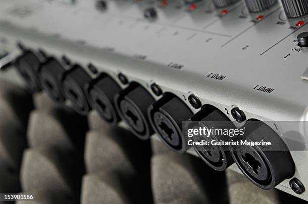 The inputs of a Zoom R24 24-track HD recording device, during a studio shoot for Guitarist Magazine/Future via Getty Images, November 18, 2010.