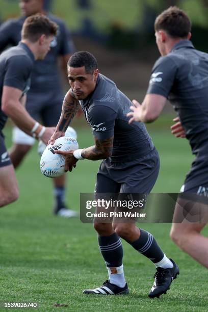 Aaron Smith of the All Blacks during an All Black training session at Mt Smart on July 13, 2023 in Auckland, New Zealand.