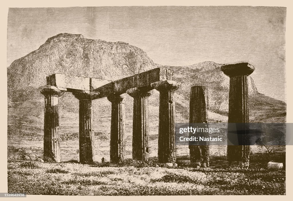 The remains of the palace temple and the acropolis of Corinth