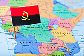 Map and flag of Angola