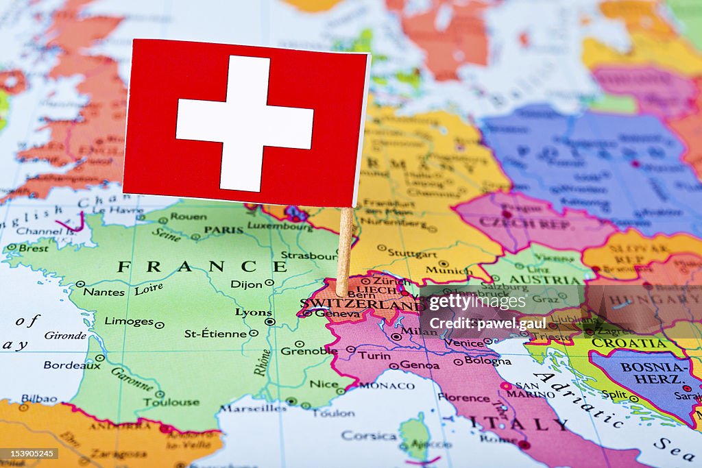 Map and Flag of Switzerland