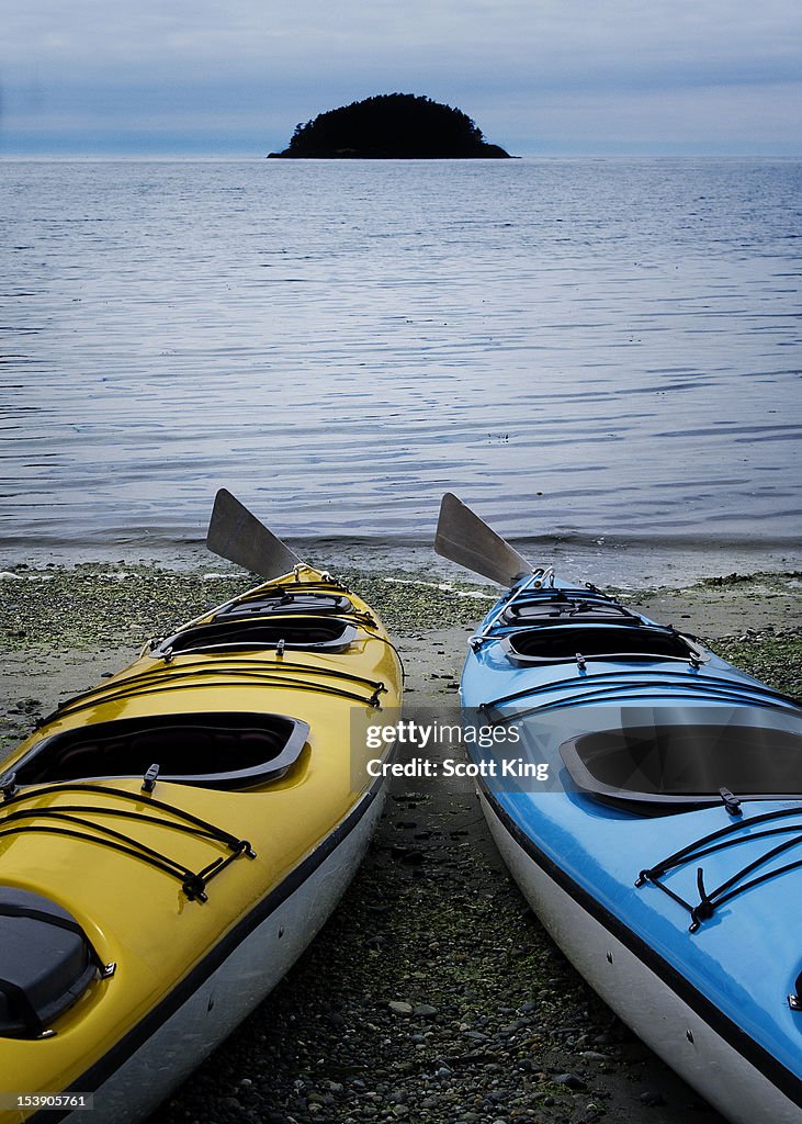 Deception Island and kayaks