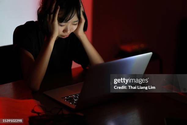 Student Crying At Computer 19 Teenager Crying Using Laptop Stock Photos, High-Res Pictures, and ...