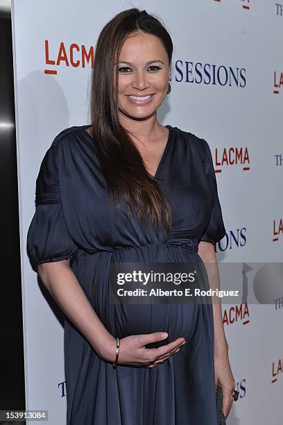 Actress Moon Bloodgood arrives to the Los Angeles premiere of Fox Searchlight Pictures' 'The Sessions' held at the Bing Theatre at LACMA on October...