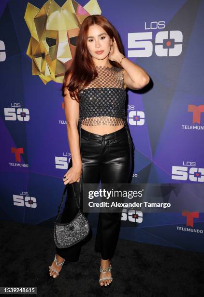 Danna Hernandez is seen at Telemundo's "Los 50" VIP preview event on July 17, 2023 in Miami, Florida.