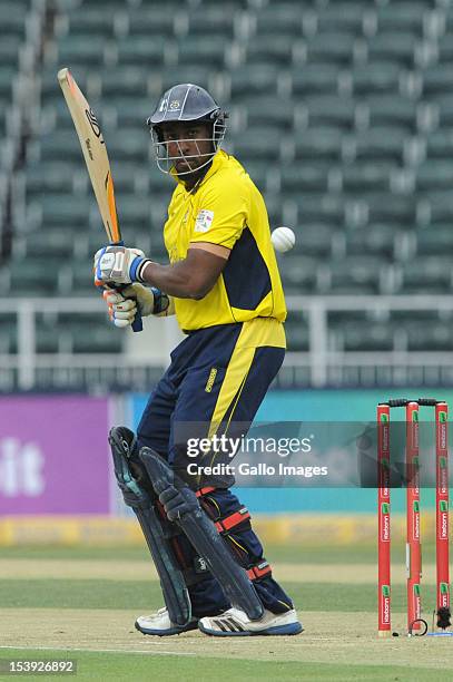 Michael Carberry of Hampshire bats during the Karbonn Smart CLT20 pre-tournament Qualifying Stage match between Hampshire and Sialkot Stallions at...