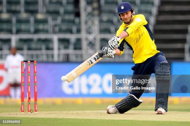 James Vince of Hampshire bats during the Karbonn Smart CLT20 pre-tournament Qualifying Stage match between Hampshire and Sialkot Stallions at Bidvest...