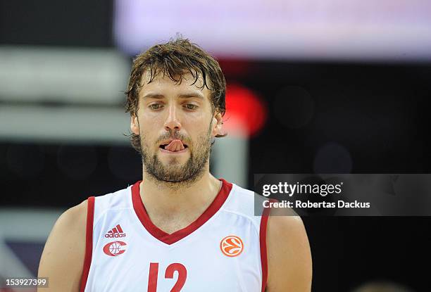 Luksa Andric, #12 of Cedevita Zagreb during the 2012-2013 Turkish Airlines Euroleague Regular Season Game Day 1 between Zalgiris Kaunas v Cedevita...