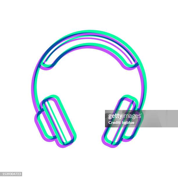 headphones. icon with two color overlay on white background - game controller 3d stock illustrations